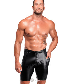 Powerwetlook Short met mesh details, H089