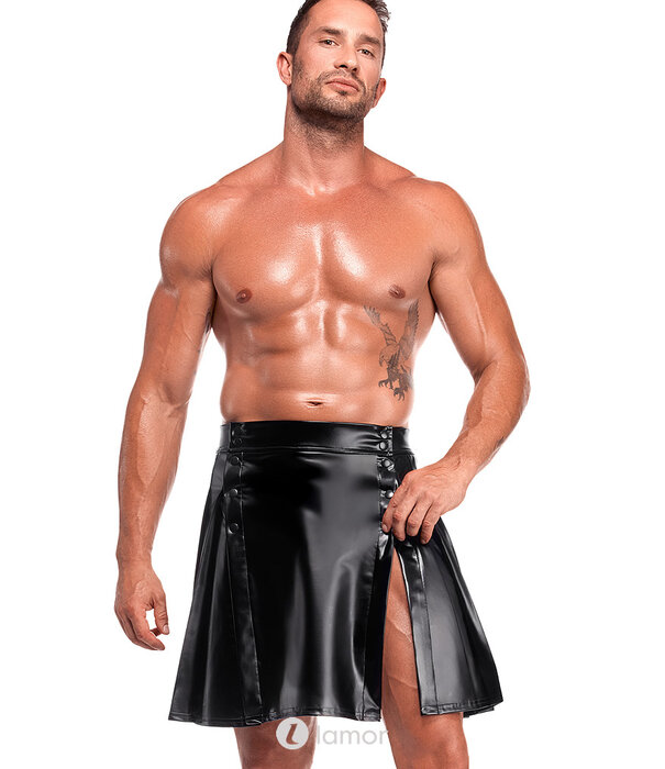 * NOIR handmade Powerwetlook herenrok met plooien, H090