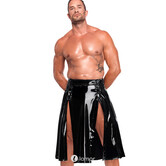 Noir Handmade PVC herenrok met plooien en frontsluiting