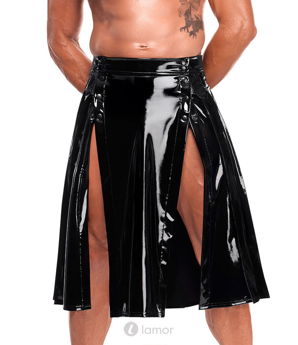 * NOIR handmade Noir Handmade PVC herenrok met plooien en frontsluiting