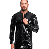 Noir Handmade PVC herenjas met rits, ribboorden en hoge kraag