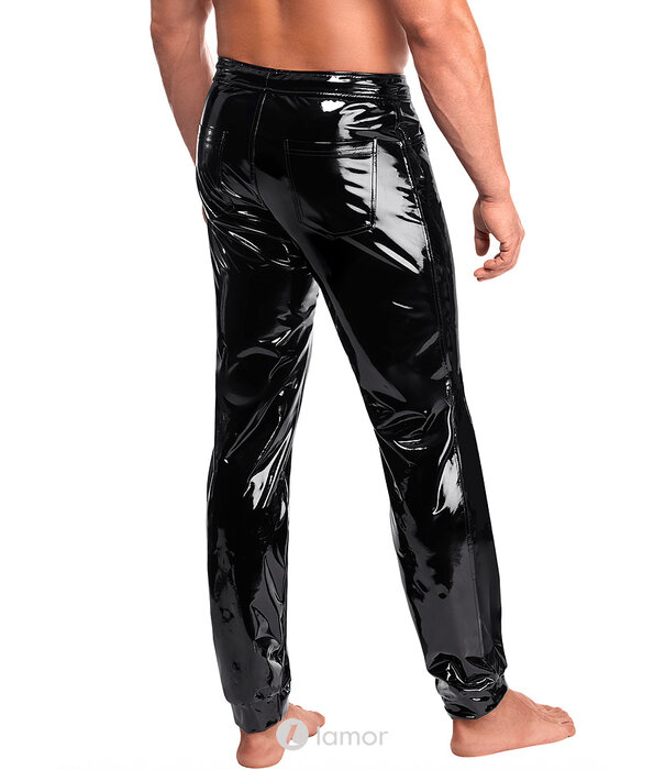 * NOIR handmade Noir Handmade PVC herenbroek met zakken en elastische boorden