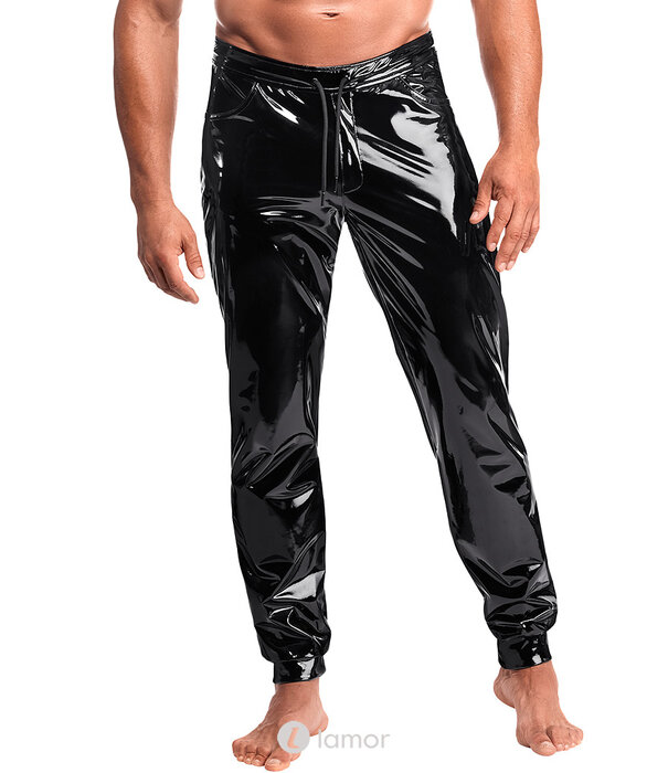 * NOIR handmade Noir Handmade PVC herenbroek met zakken en elastische boorden