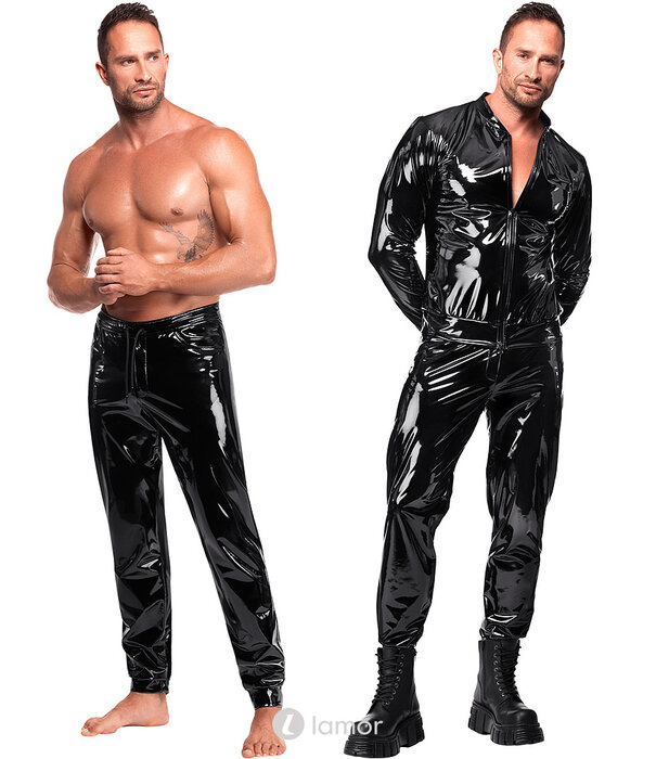 * NOIR handmade Noir Handmade PVC herenbroek met zakken en elastische boorden