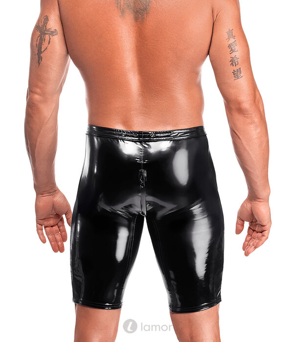 * NOIR handmade Noir Handmade PVC bikershort met 3-slider rits en strakke fit