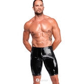 Noir Handmade PVC bikershort met 3-slider rits en strakke fit