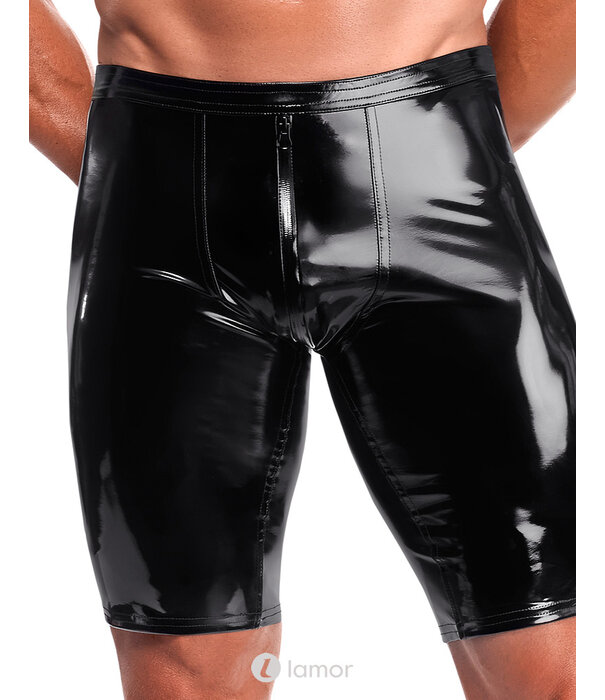* NOIR handmade Noir Handmade PVC bikershort met 3-slider rits en strakke fit