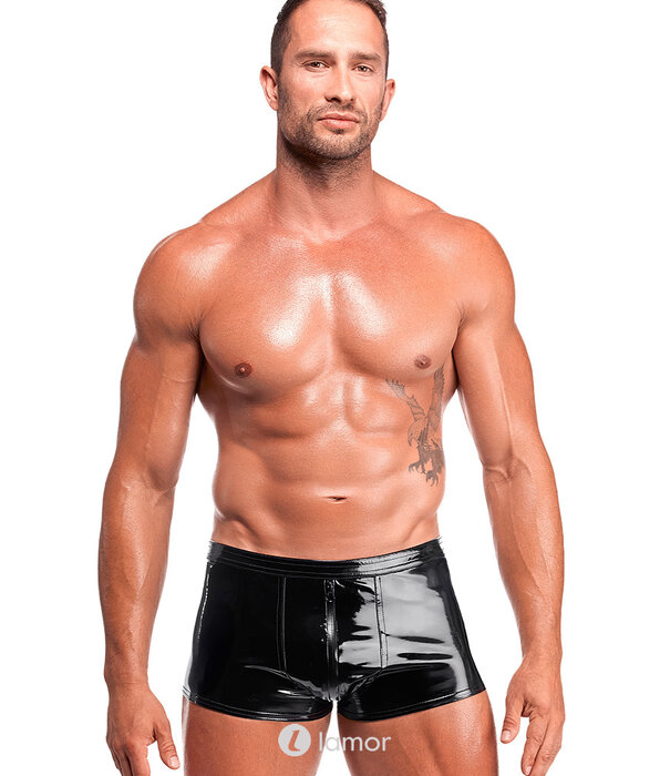 * NOIR handmade Noir Handmade PVC ultra-short shorts met 3-weg rits
