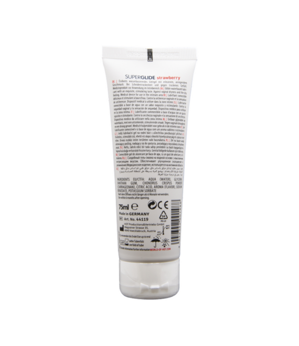 HOT Superglide - Eetbaar Waterbasis Glijmiddel - Aardbei - 3 fl oz / 75 ml