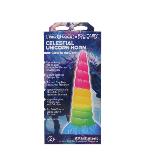 Doc Johnson Fantasy Fuckers - Hemelse Eenhoorn Hoorn - Glow in the Dark - Multicolor