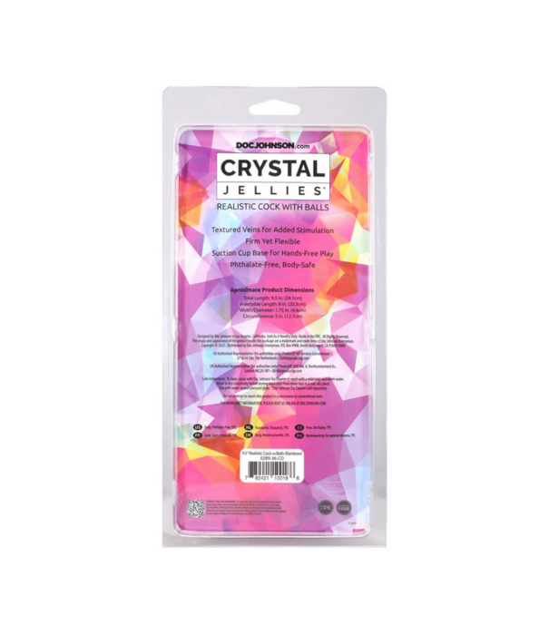 Doc Johnson Realistische Cock met Ballen - 9,5 / 24,1 cm - Regenboog