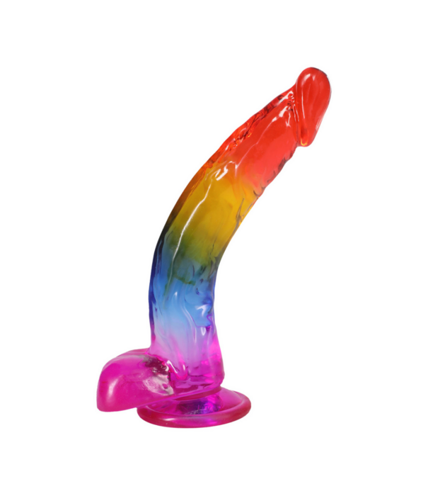 Doc Johnson Realistische Cock met Ballen - 9,5 / 24,1 cm - Regenboog