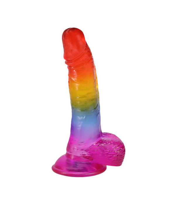 Doc Johnson Realistische Cock met Ballen - 8,5 / 21,6 cm - Regenboog