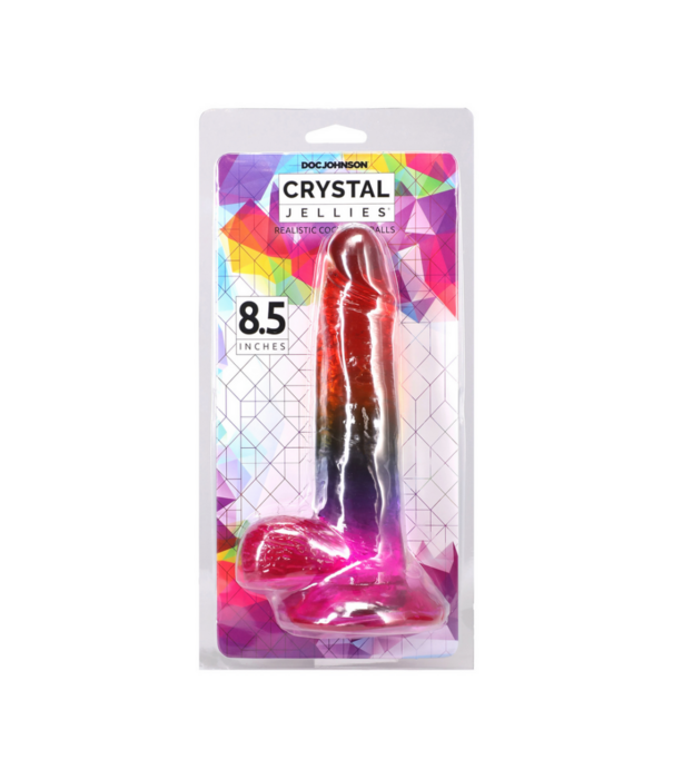 Doc Johnson Realistische Cock met Ballen - 8,5 / 21,6 cm - Regenboog