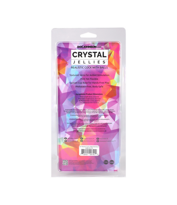 Doc Johnson Realistische Cock met Ballen - 8,5 / 21,6 cm - Regenboog