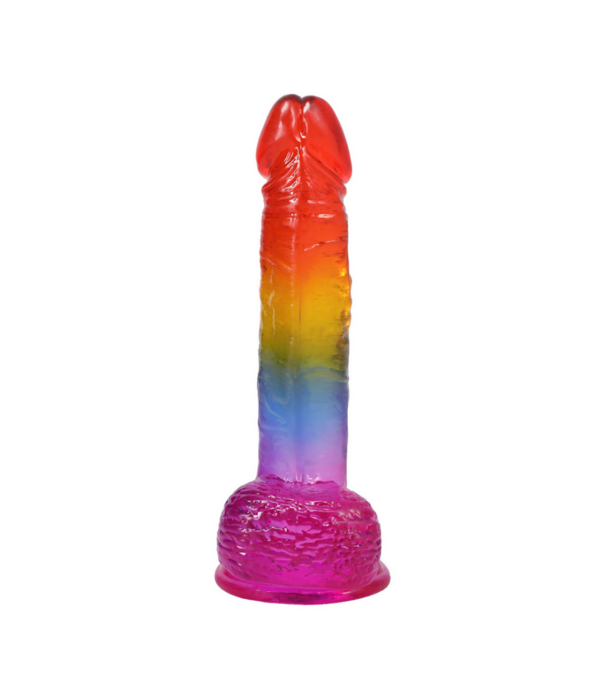 Doc Johnson Realistische Cock met Ballen - 8,5 / 21,6 cm - Regenboog