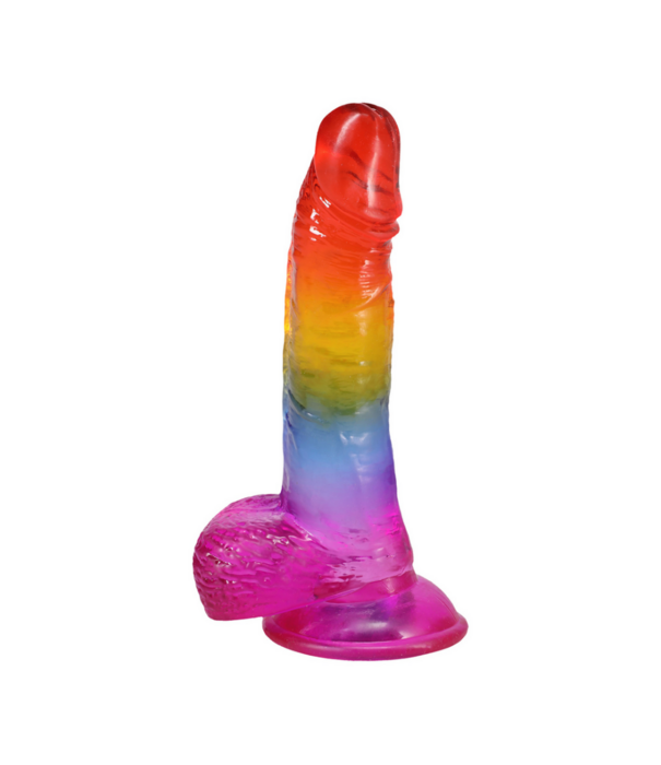 Doc Johnson Realistische Cock met Ballen - 8,5 / 21,6 cm - Regenboog