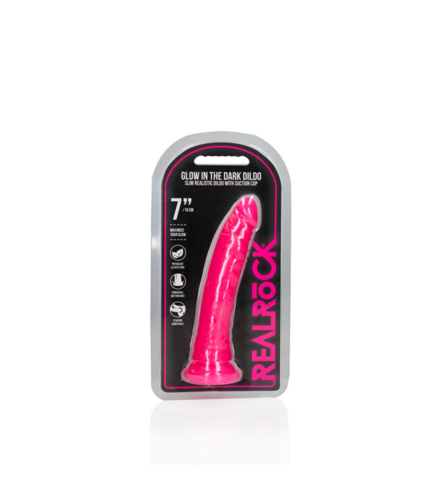 RealRock by Shots Slim Realistisch Dildo met Zuignap - Glow in the Dark - 7'' / 18 cm