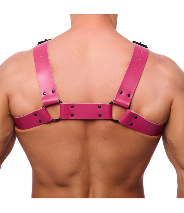 Red Leather Bulldog Leren Harnas - S/M - Roze