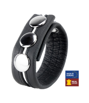 Verstelbare Leren Cockring - Wit