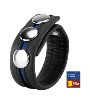 Verstelbare Leren Cockring - Blauw