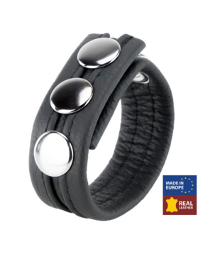 Verstelbare Leren Cockring - Zwart