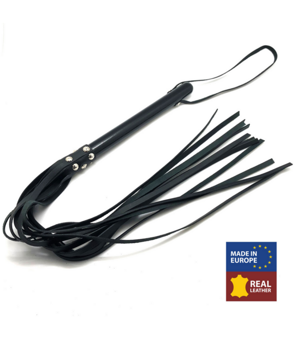 Red Leather Houten Martinet met Leren Touwen - 78 cm - Zwart