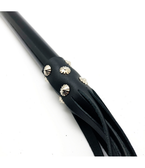 Red Leather Houten Martinet met Leren Touwen - 78 cm - Zwart