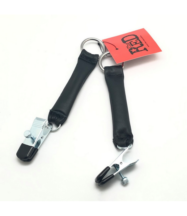 Red Leather Borstenklem met Lederen Gewicht 2 x 80 gr - Zwart/Zilver