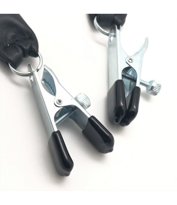 Red Leather Borstenklem met Lederen Gewicht 2 x 80 gr - Zwart/Zilver