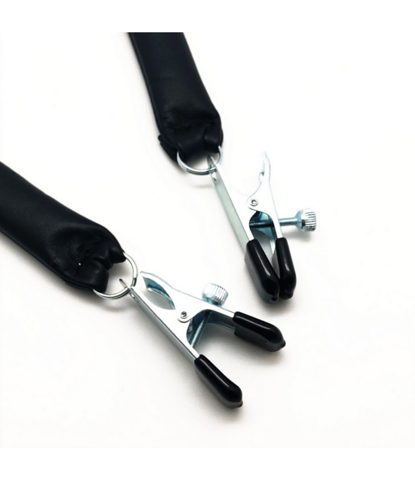 Red Leather Borstenklem met Lederen Gewicht 2 x 80 gr - Zwart/Zilver