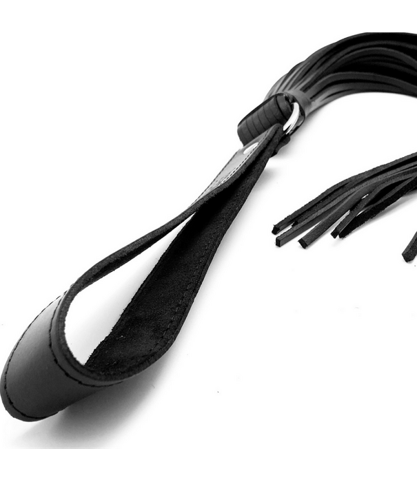 Red Leather Martinet met Leren Touwen - 75 cm - Zwart