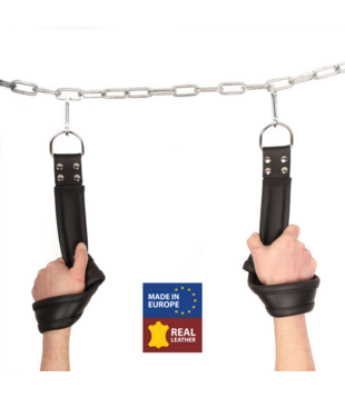 Leren Schorsingshandboeien - Zwart