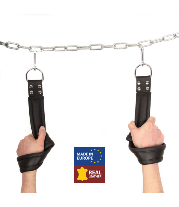 Red Leather Leren Schorsingshandboeien - Zwart