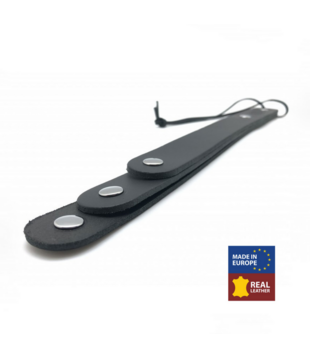 Leren Peddel met 3 Lussen - 39,5 cm - Zwart