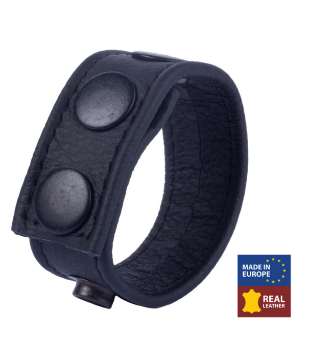 Red Leather Cocky - Verstelbare Leren Cockring - Zwart