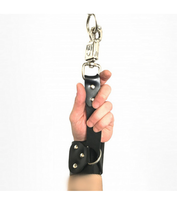 Red Leather Leren Handboeien met Anti-Panic Karabijnhaak - Zwart