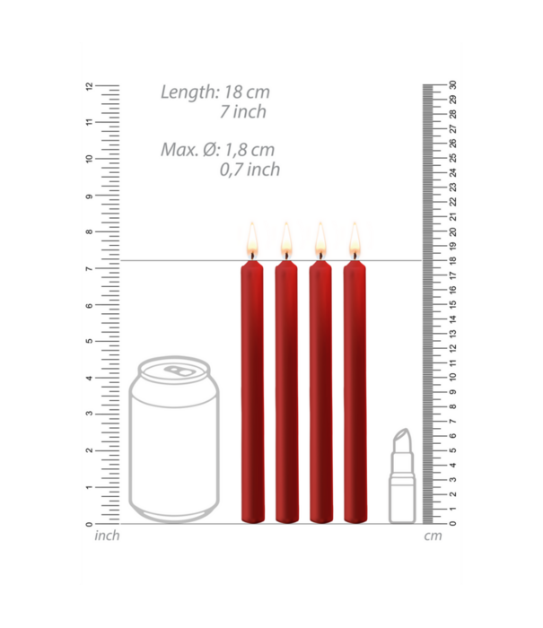 Ouch! by Shots Plagen Kaarsen - 4 Stuks - Groot - Rood