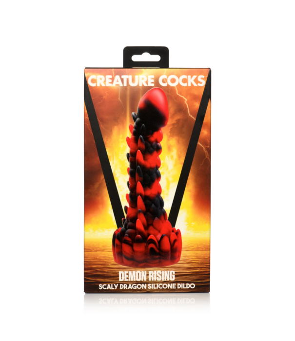 Demon Rising - Schubben Draak Siliconen Dildo - Rood/Zwart