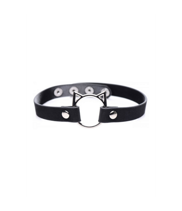 Kinky Kitty Ring Slim Choker - PU Leer - Zwart