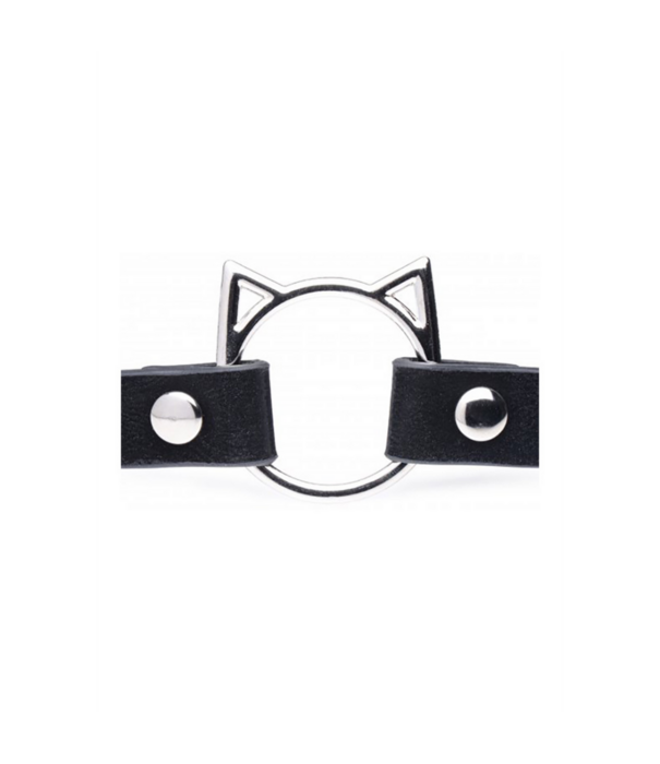 Kinky Kitty Ring Slim Choker - PU Leer - Zwart