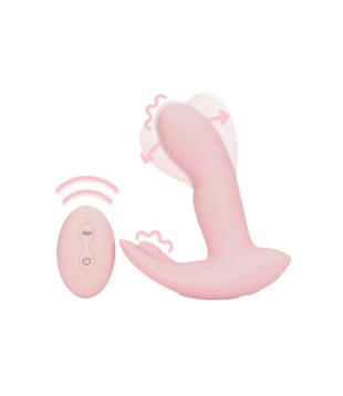 Draagbare Vinger Beweging Vibrator met Afstandsbediening - Cherry Chiffon