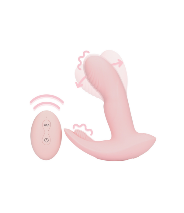 Loveline by Shots Draagbare Vinger Beweging Vibrator met Afstandsbediening - Cherry Chiffon