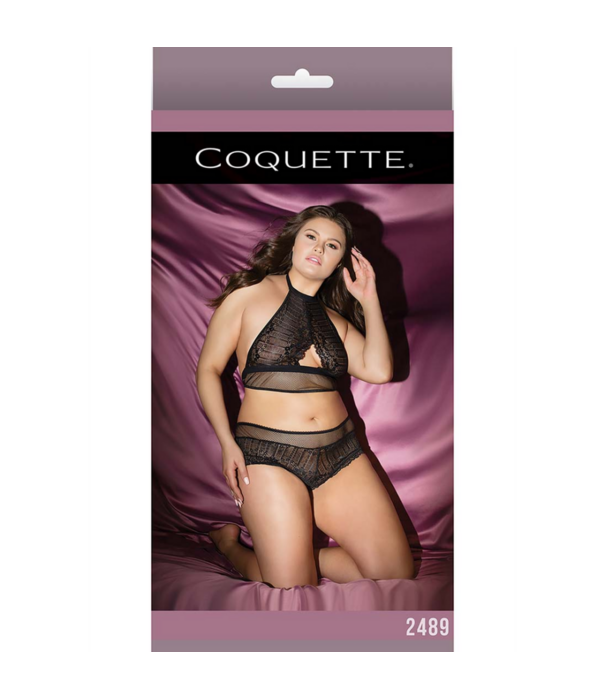 Coquette Visnet Haltertop en Booty Shorts - Plus Size