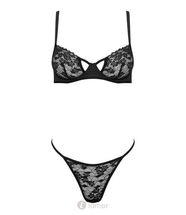 * KOTEK Kotek KO TP107 zwarte 2-delige lingerie set met kant