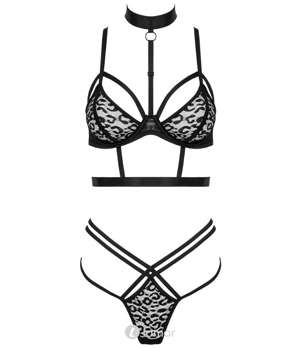 * KOTEK Kotek KO TP106 zwarte 2-delige lingerie set met choker