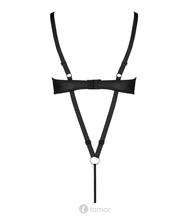 * PASSION Passion zwarte kunstleren body ouvert met vetersluiting