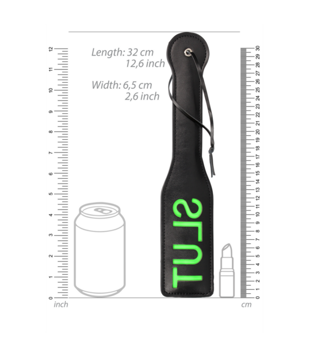 Ouch! by Shots Slut Paddle - Glow in the Dark - Neon Groen