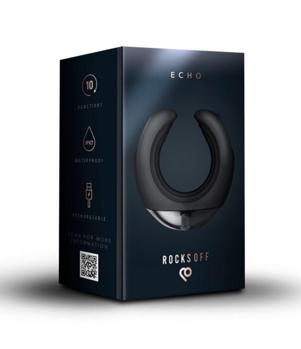 Rocks-Off Echo - Vibrerende C-Vorm Masturbator - Zwart