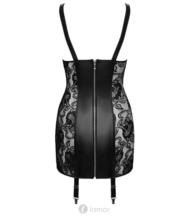 ZADO open cups leren jarretel mini jurk van lamsleer